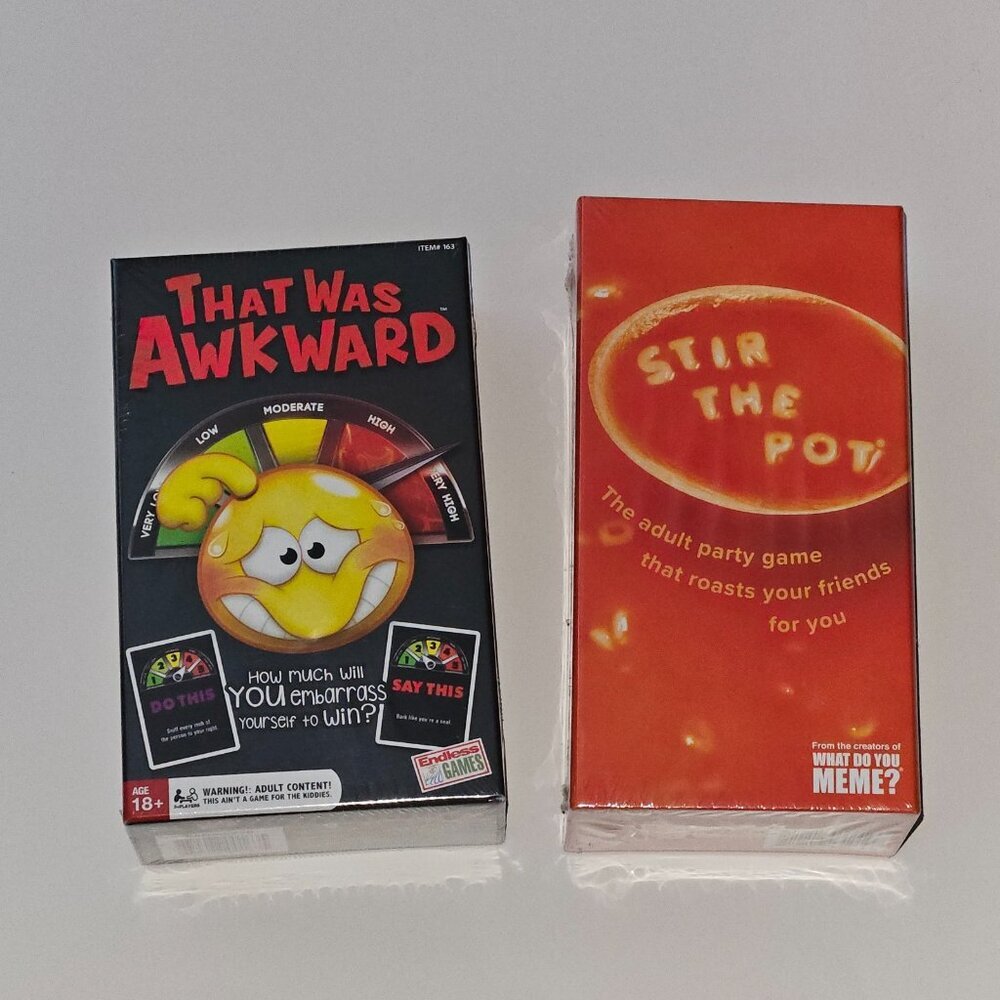 2 NEW Stir Pot That Was Awkward Card Game Lot Adult Content Night FACTORY SEALED